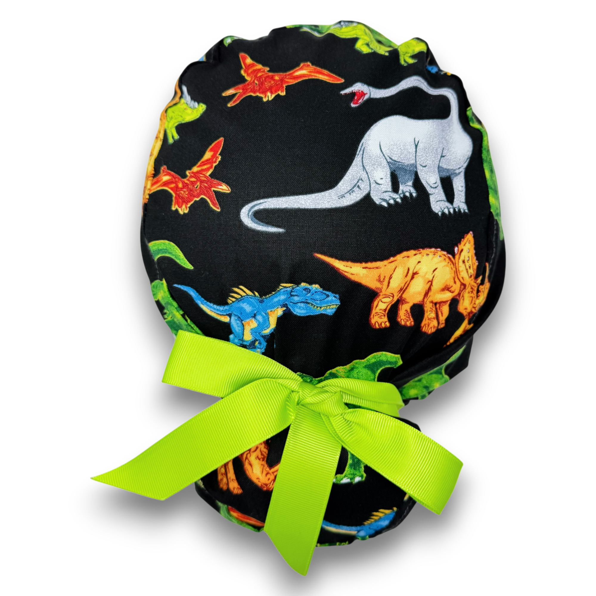 Dinosaur Euro scrub cap with ties for Women by Paradise Caps. Euro PLUS style.