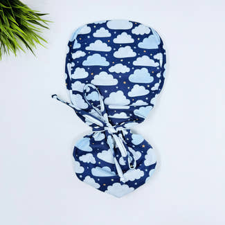 Clouds Ponytail scrub cap for women with satin lined option by Paradise Caps.