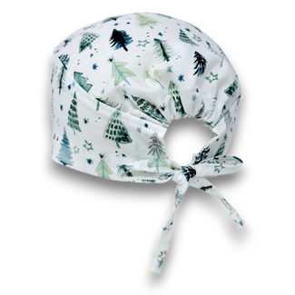 Winter tree skull tie-back style surgical scrub cap for men by Paradise Caps.