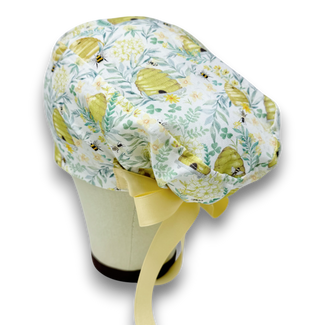 Bee Euro scrub cap with ties for Women by Paradise Caps. Euro PLUS style.