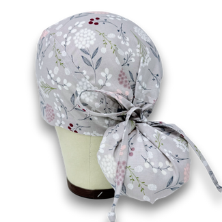 Flower Ponytail scrub cap for women with satin lined option by Paradise Caps.