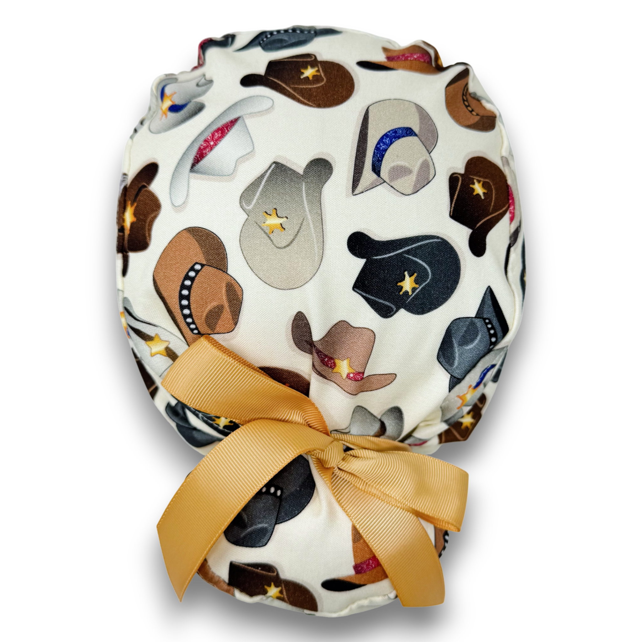Cowboy Hats – Western Print Euro scrub cap with ties for Women by Paradise Caps. Euro PLUS style.