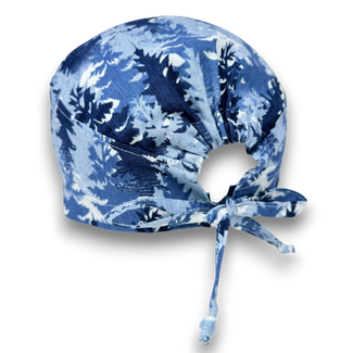 Winter forest Skull tie-back style surgical scrub cap for men by Paradise Caps.