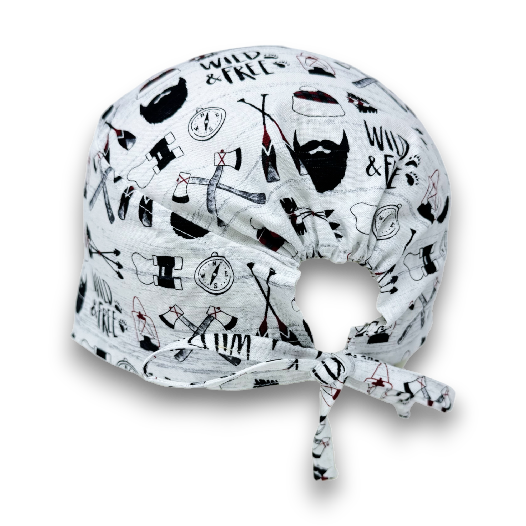Wild and free Skull tie-back style surgical scrub cap for men by Paradise Caps.