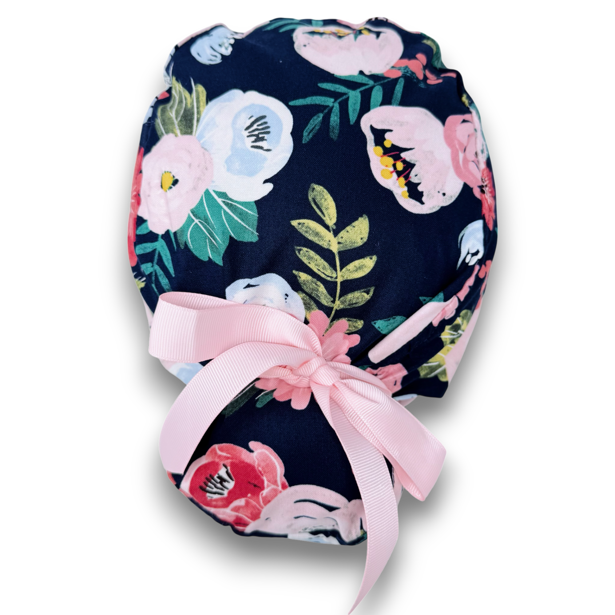 Flower Euro scrub cap with ties for Women by Paradise Caps. Euro PLUS style.