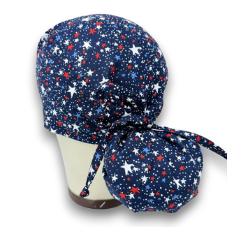 Star Ponytail scrub cap for women with satin lined option by Paradise Caps.