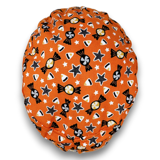 Candy Corn Euro Scrub Cap for Women with Satin Lined Option by Paradise Caps.