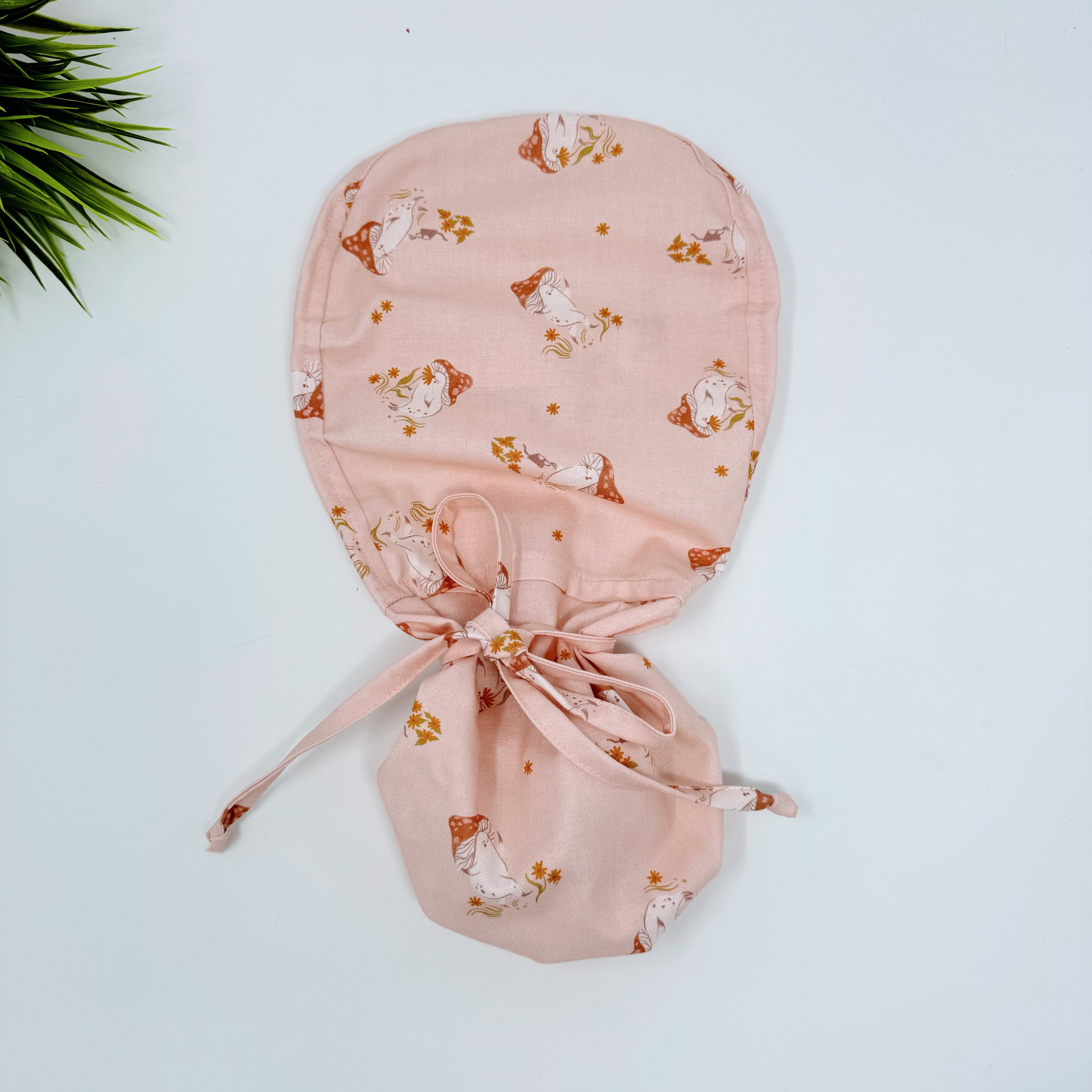 Pearl Mushroom Ponytail scrub cap for women with satin lined option by Paradise Caps.