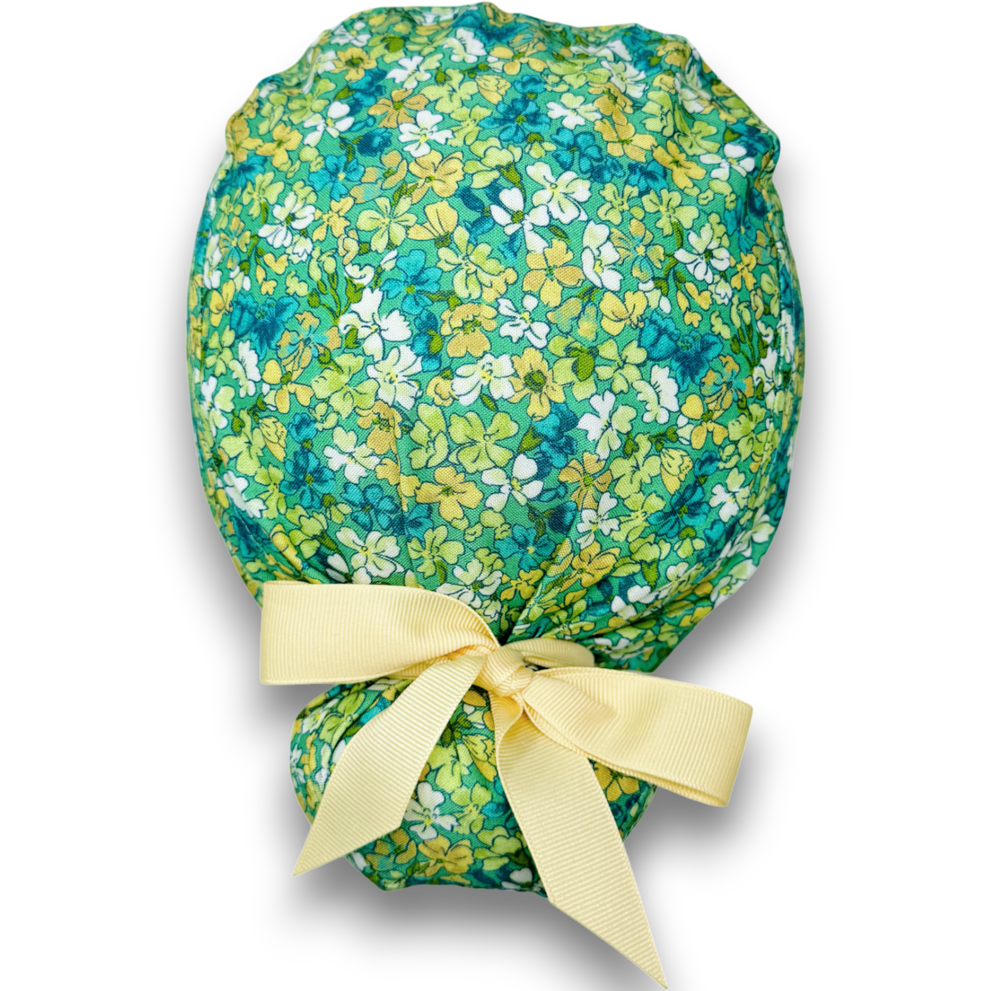Aqua Flora Euro scrub cap with ties for Women by Paradise Caps. Euro PLUS style.