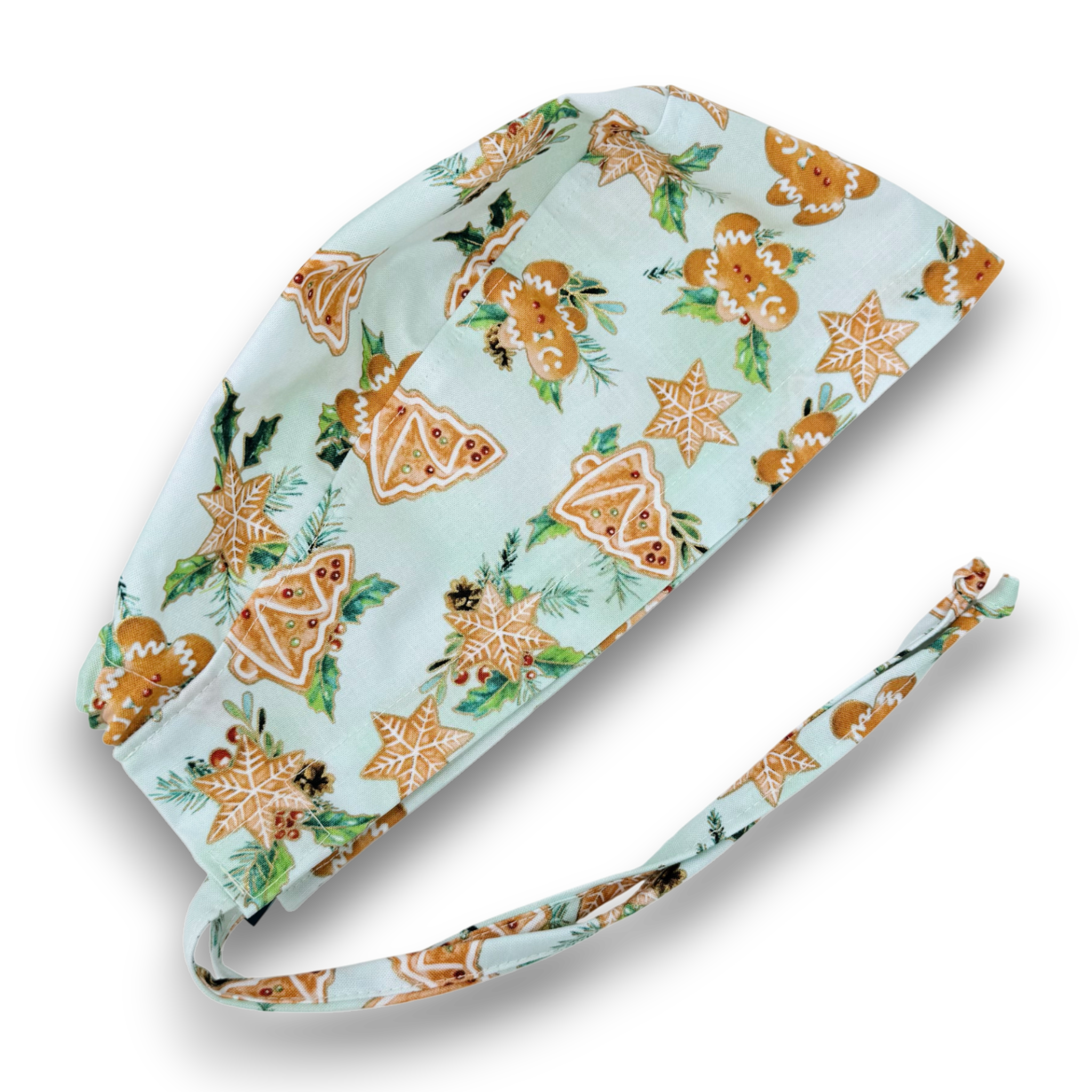 Gingerbread Skull tie-back style surgical scrub cap for men by Paradise Caps.