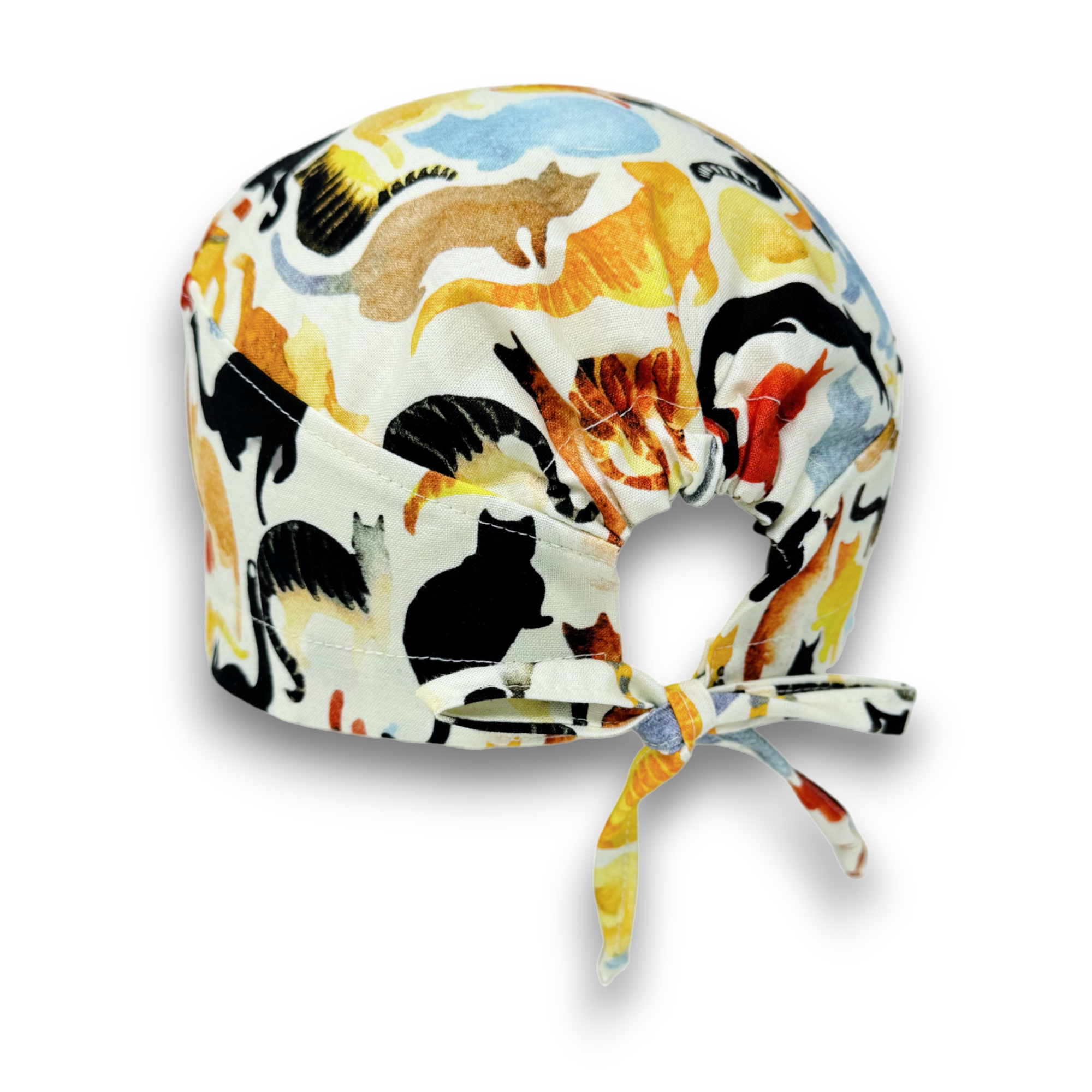 Cat Skull tie-back style surgical scrub cap by Paradise Caps.
