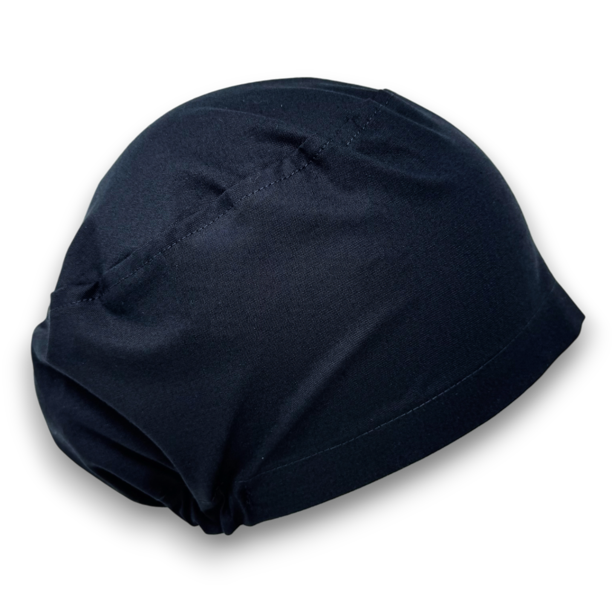 Solid Black Euro Scrub Cap for Women with Satin Lined Option by Paradise Caps.