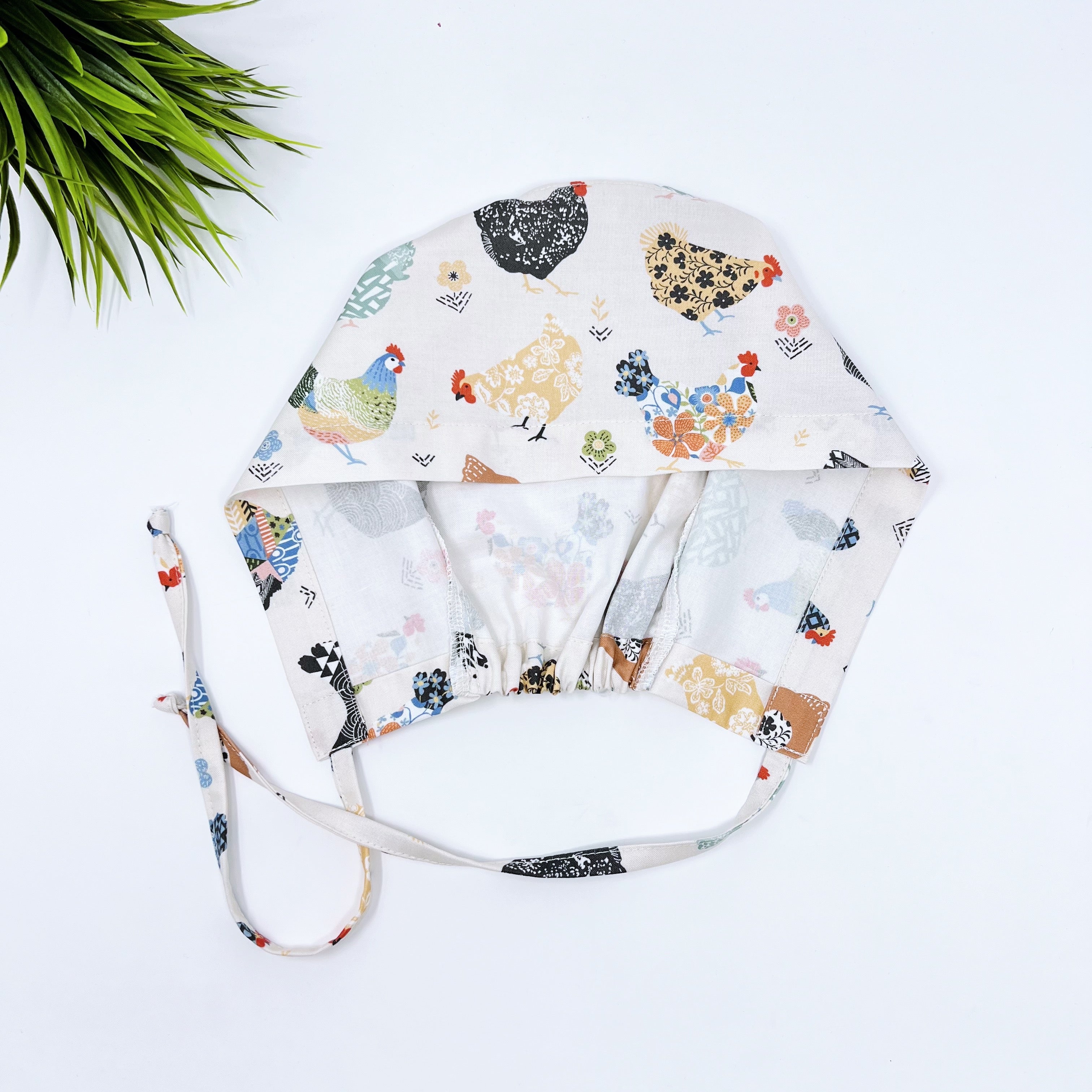 Chickens Skull tie-back style surgical scrub cap for men by Paradise Caps.