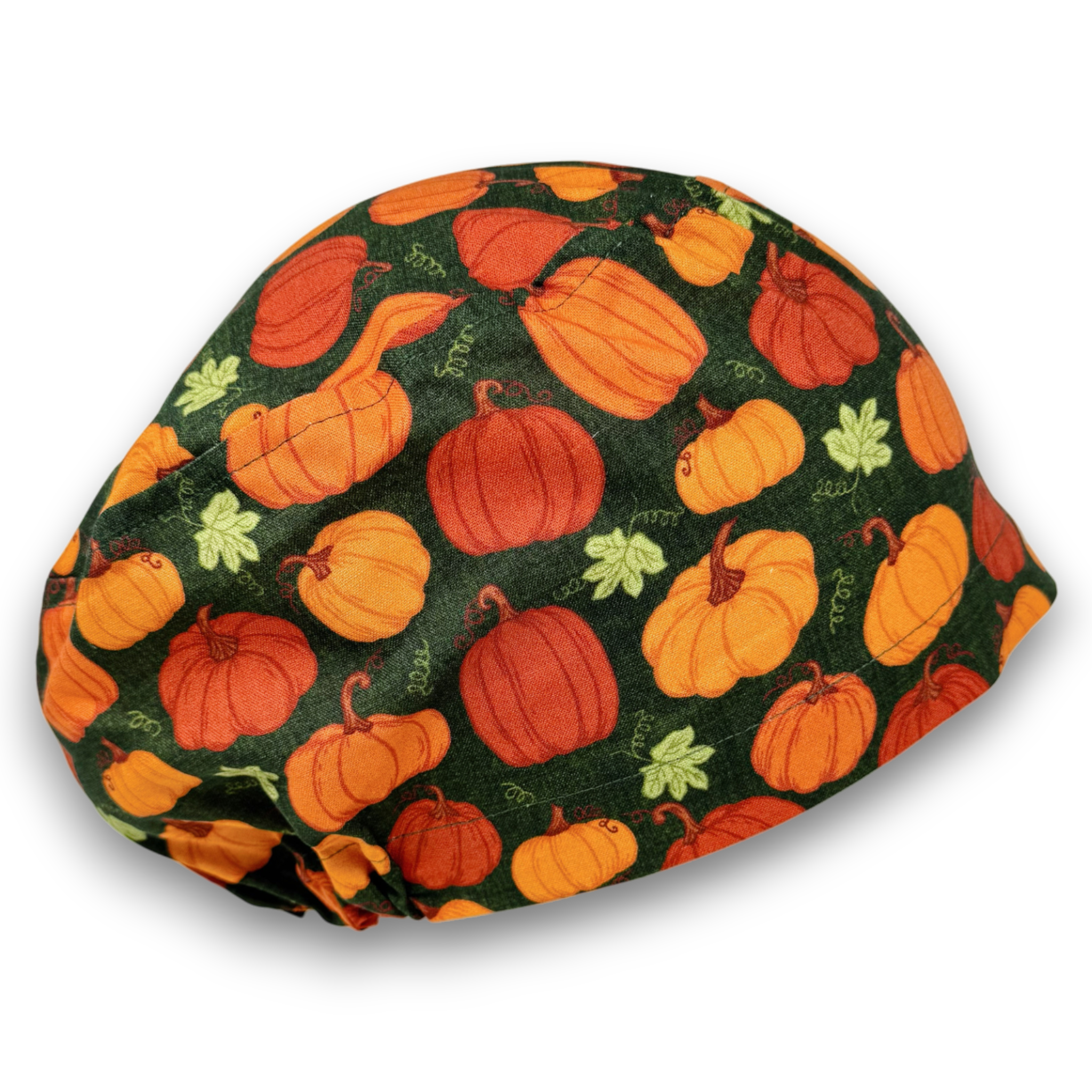 Dark Green Rustic Pumpkin Euro Scrub Cap for Women with Satin Lined Option by Paradise Caps.