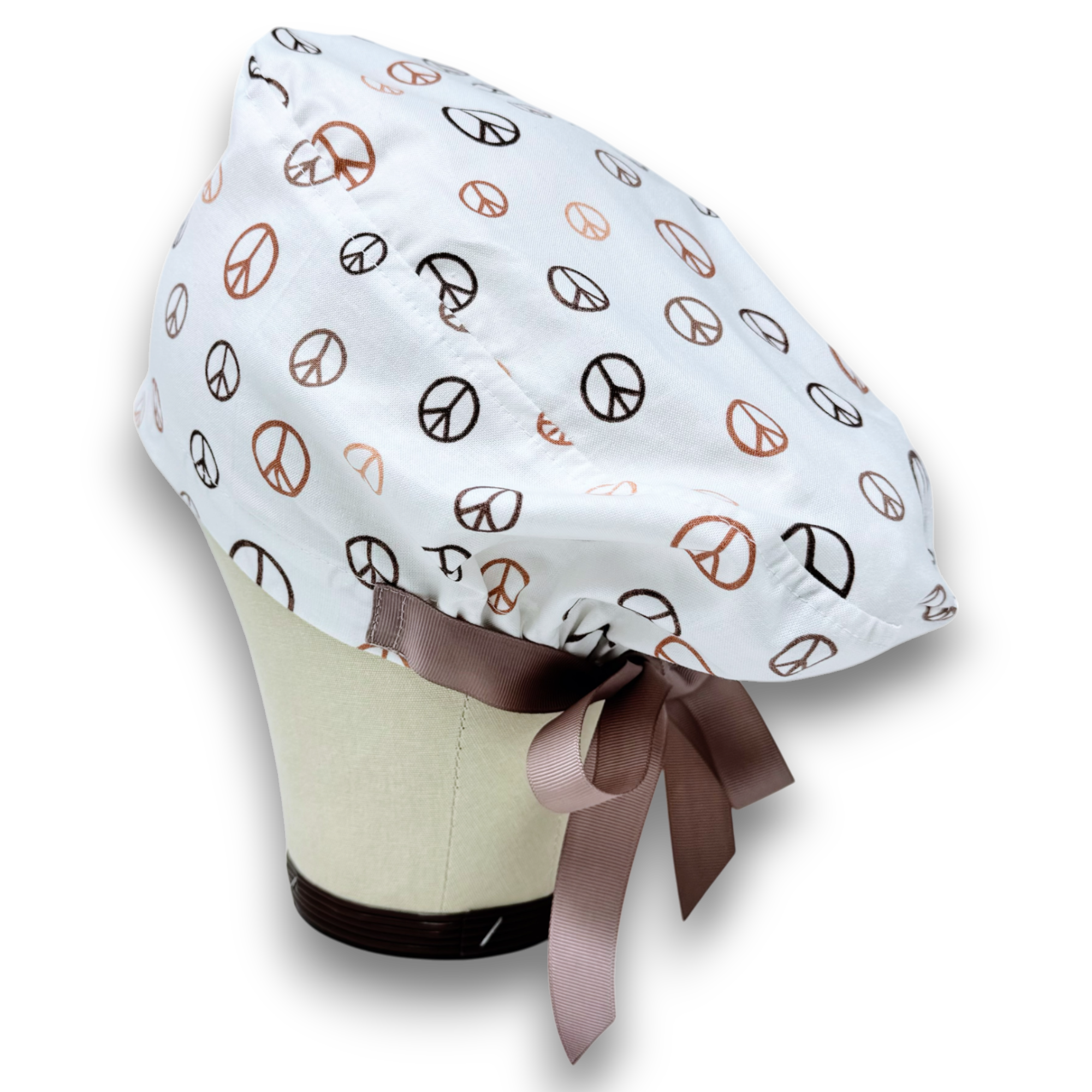 Peace Euro scrub cap with ties for Women by Paradise Caps. Euro PLUS style.