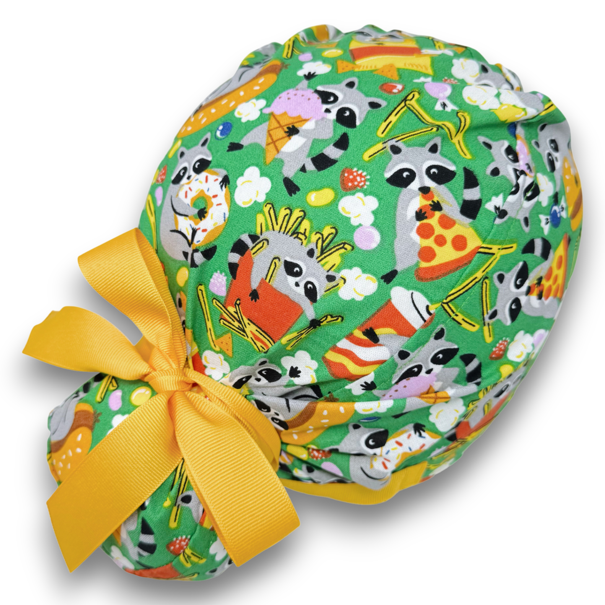 Raccoon Euro scrub cap with ties for Women by Paradise Caps. Euro PLUS style.