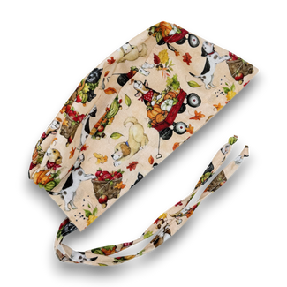 Pumpkin Men's Skull tie-back style surgical scrub cap by Paradise Caps.