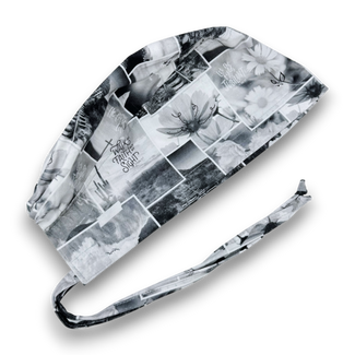 Religious Quotes Skull tie-back style surgical scrub cap for men by Paradise Caps.