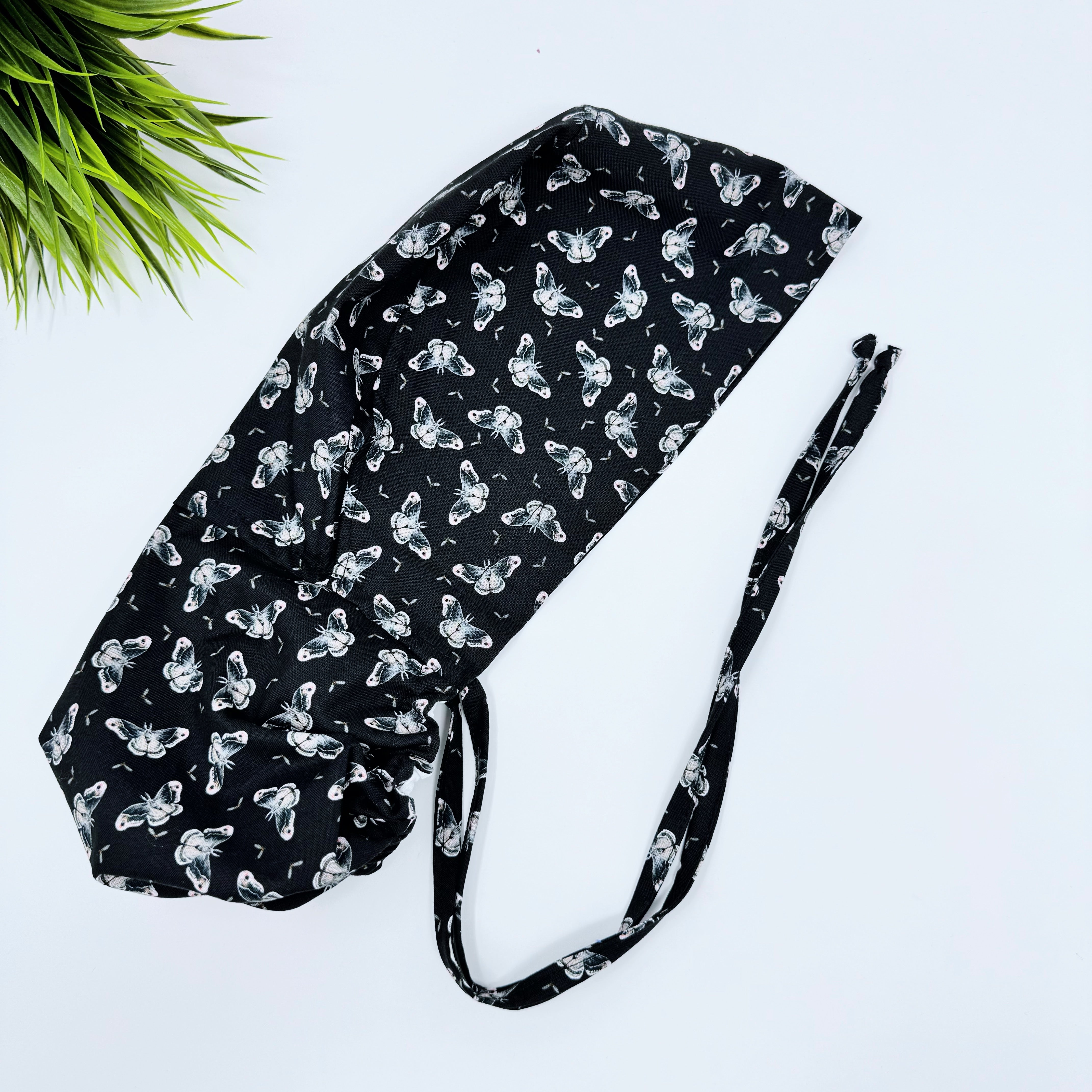 Butterflies Ponytail scrub cap for women with satin lined option by Paradise Caps.