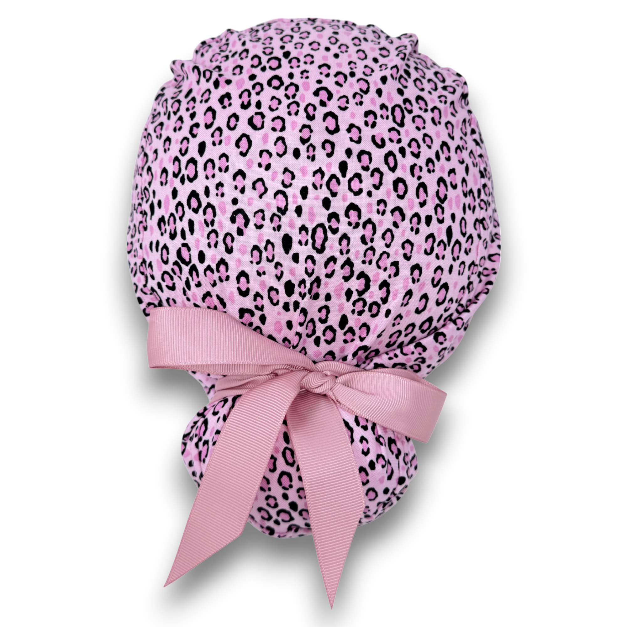 Leopard Euro scrub cap with ties for Women by Paradise Caps. Euro PLUS style.