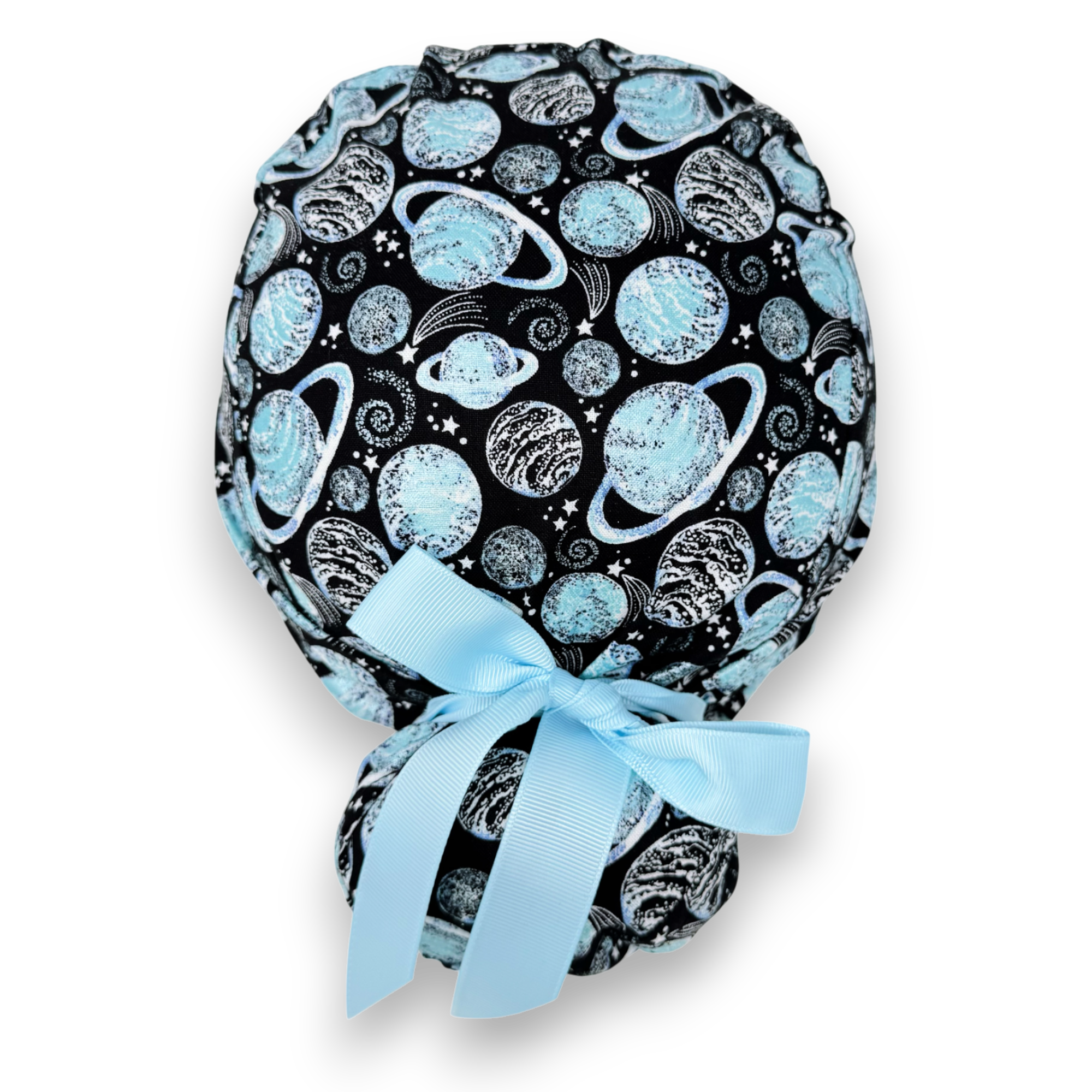 Planet Euro scrub cap with ties for Women by Paradise Caps. Euro PLUS style.