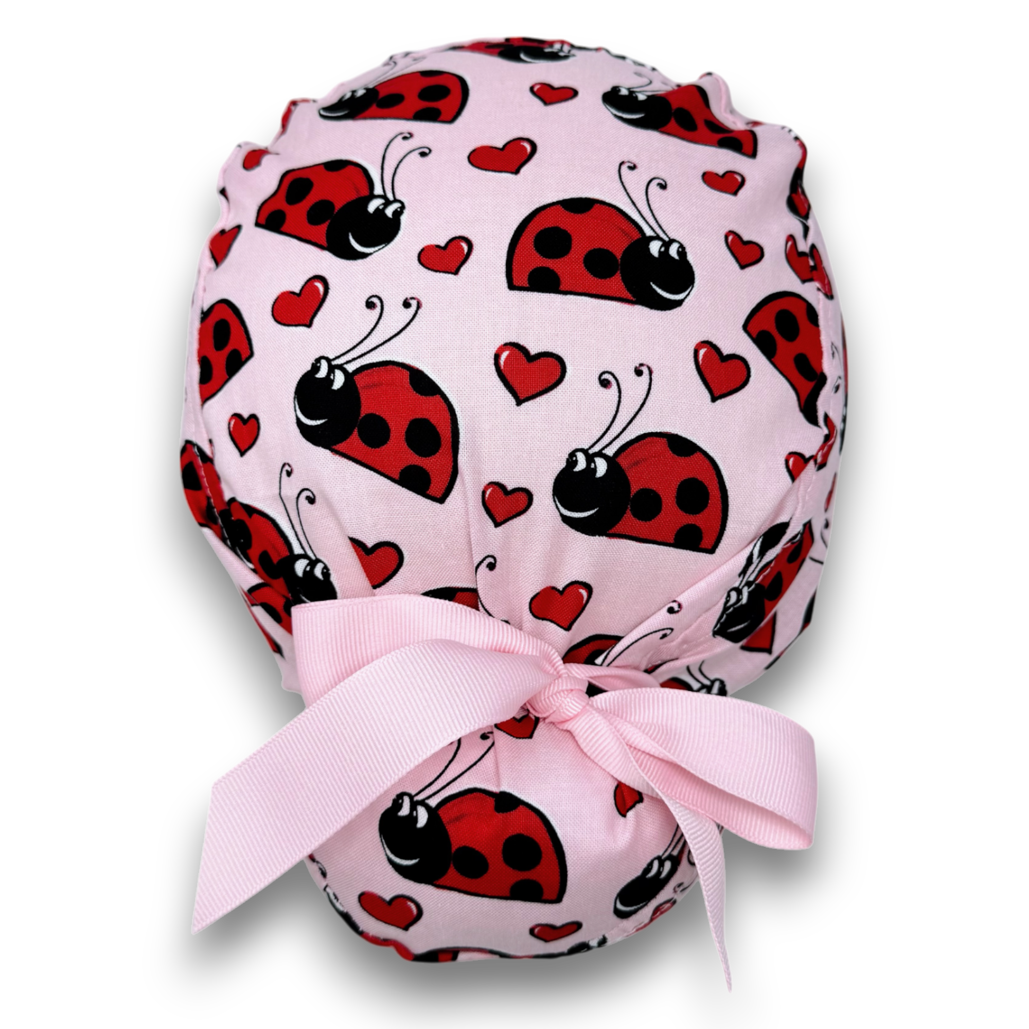 Ladybug Euro scrub cap with ties for Women by Paradise Caps. Euro PLUS style.