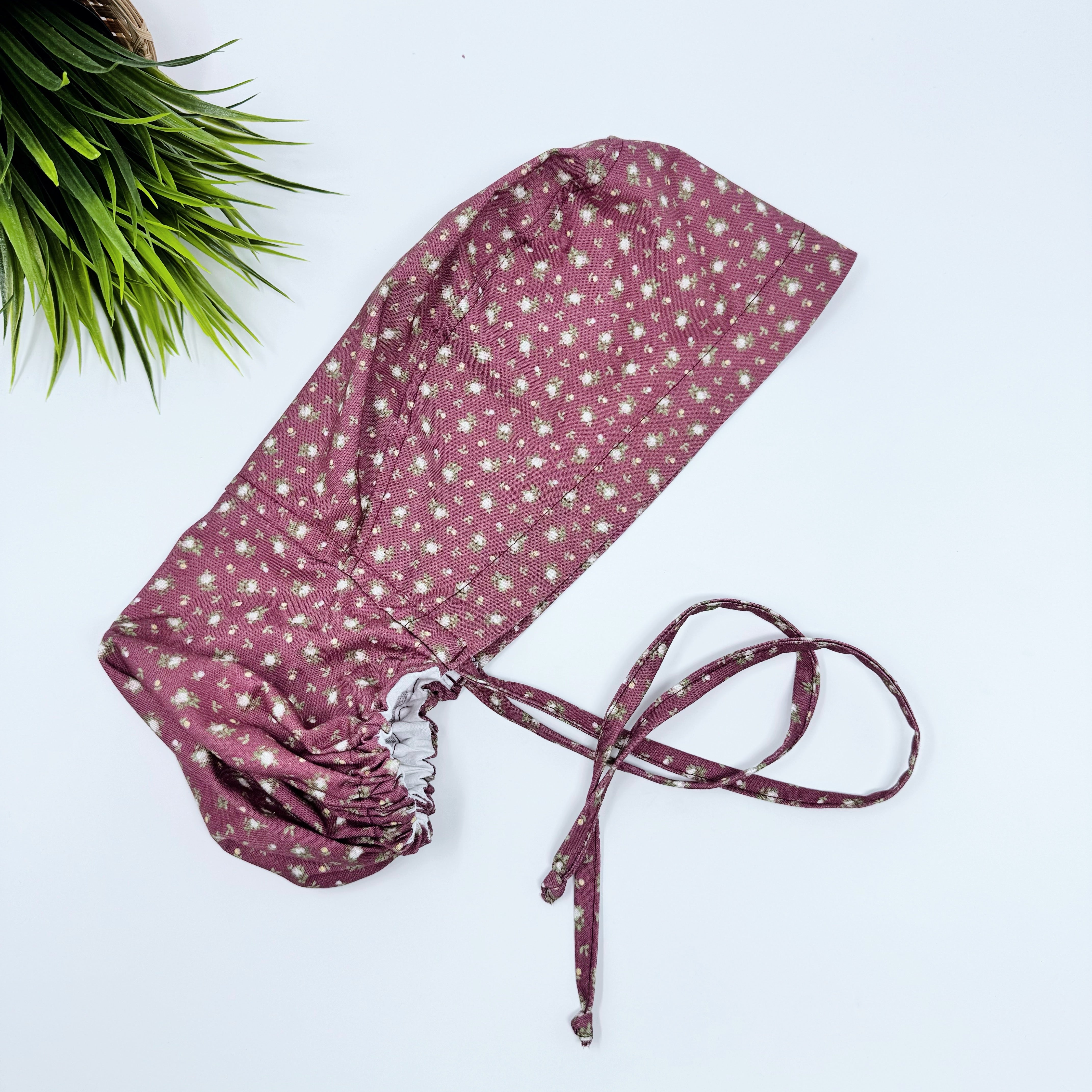 First blush Ponytail scrub cap for women with satin lined option by Paradise Caps.