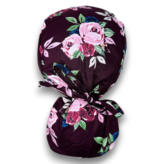 Berry rose Ponytail scrub cap for women with satin lined option by Paradise Caps.