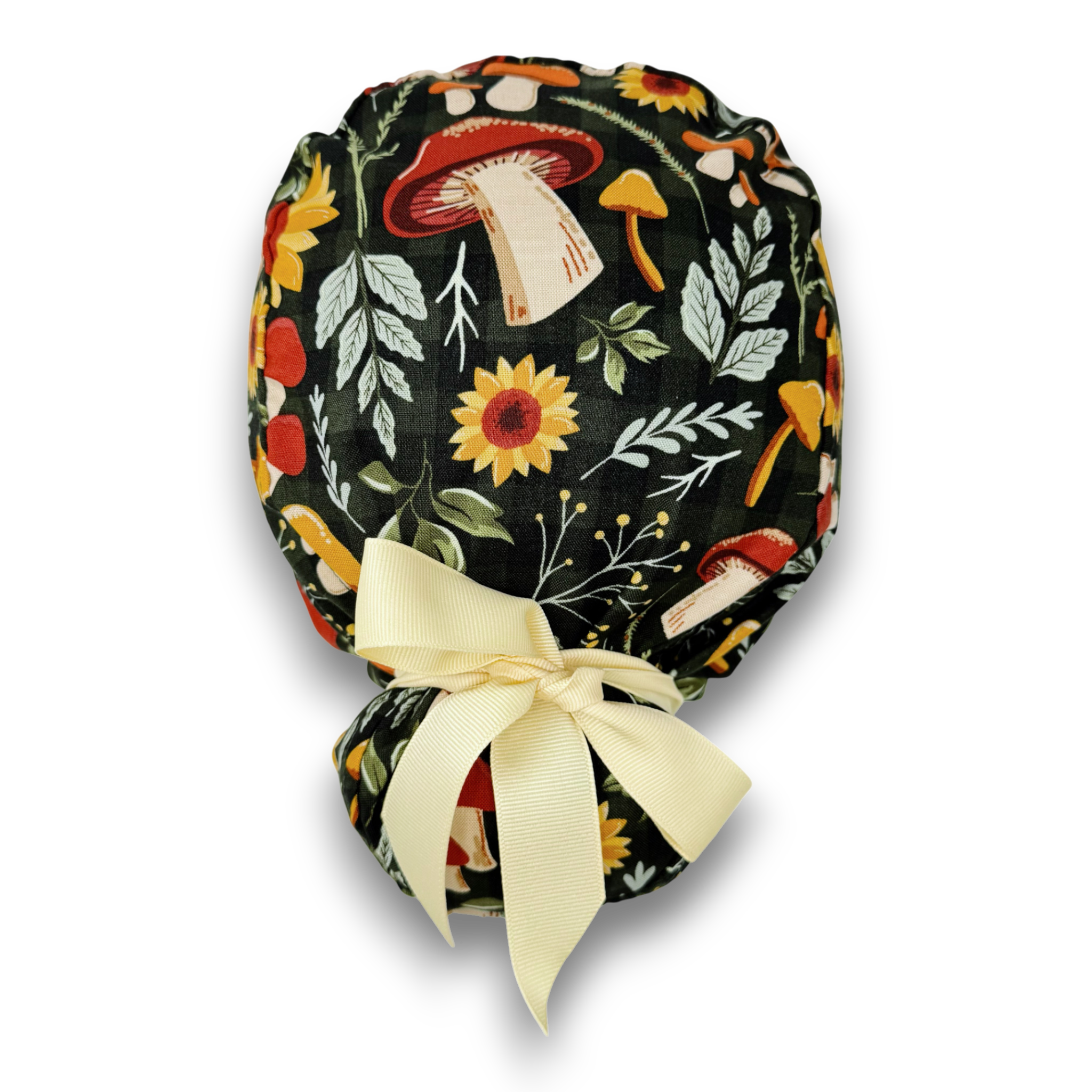 Fall flower Euro scrub cap with ties for Women by Paradise Caps. Euro PLUS style.