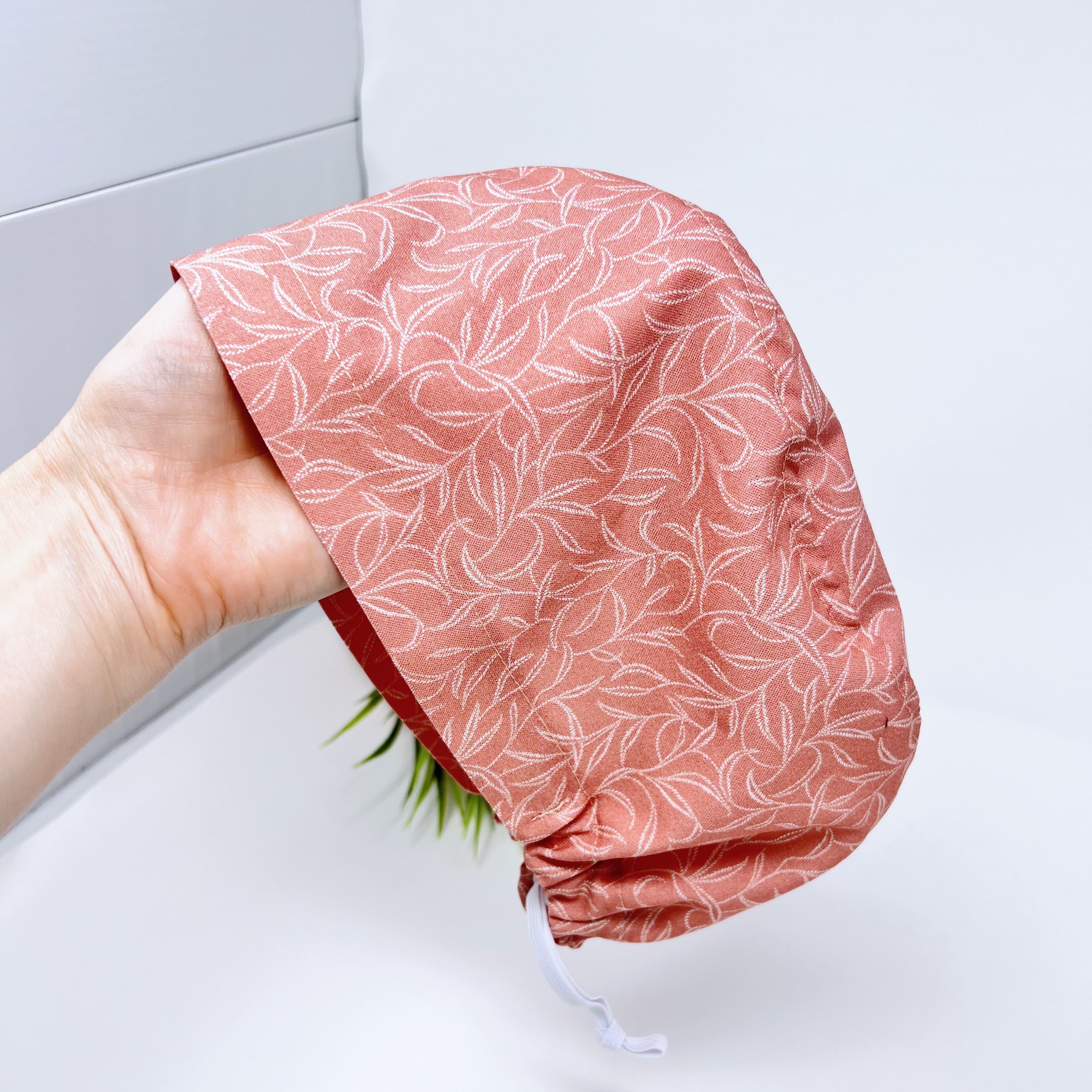 Red White Euro Scrub Cap for Women with Satin Lined Option by Paradise Caps.