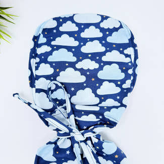 Clouds Ponytail scrub cap for women with satin lined option by Paradise Caps.