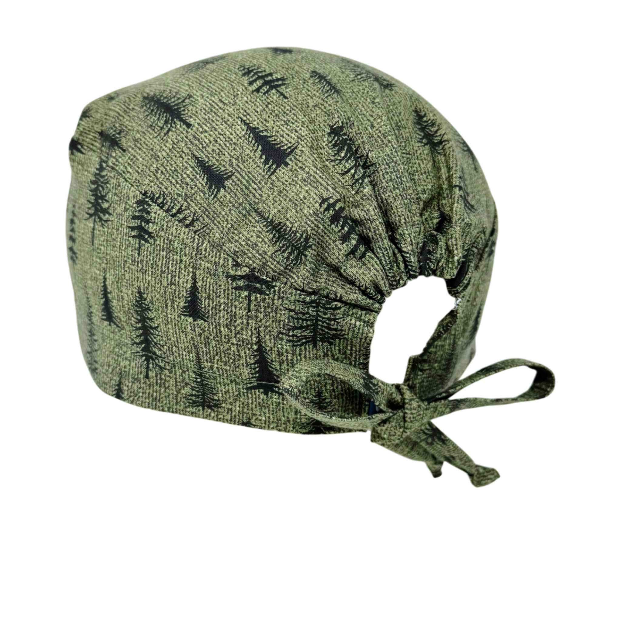 Pine Forest Skull tie-back style surgical scrub cap for men by Paradise Caps.