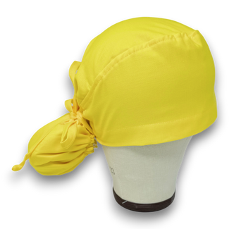 Solid yellow Ponytail scrub cap for women with satin lined option by Paradise Caps.