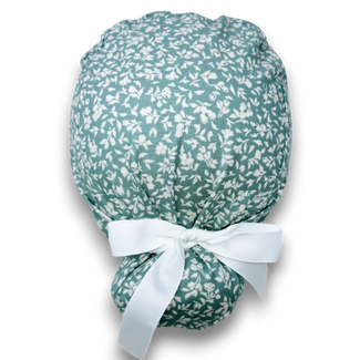 Floral Euro scrub cap with ties for Women by Paradise Caps. Euro PLUS style.