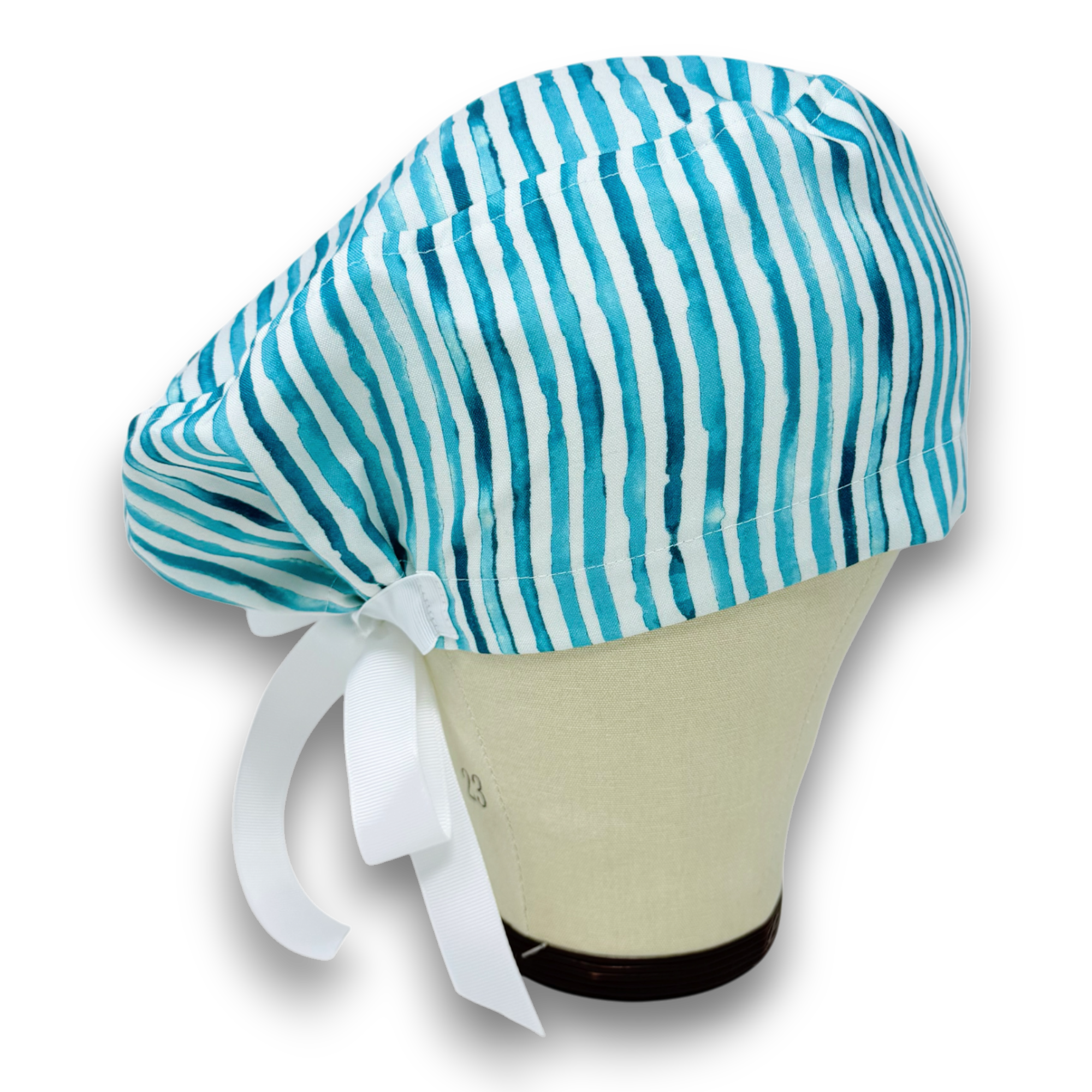 Blue Row Euro scrub cap with ties for Women by Paradise Caps. Euro PLUS style.