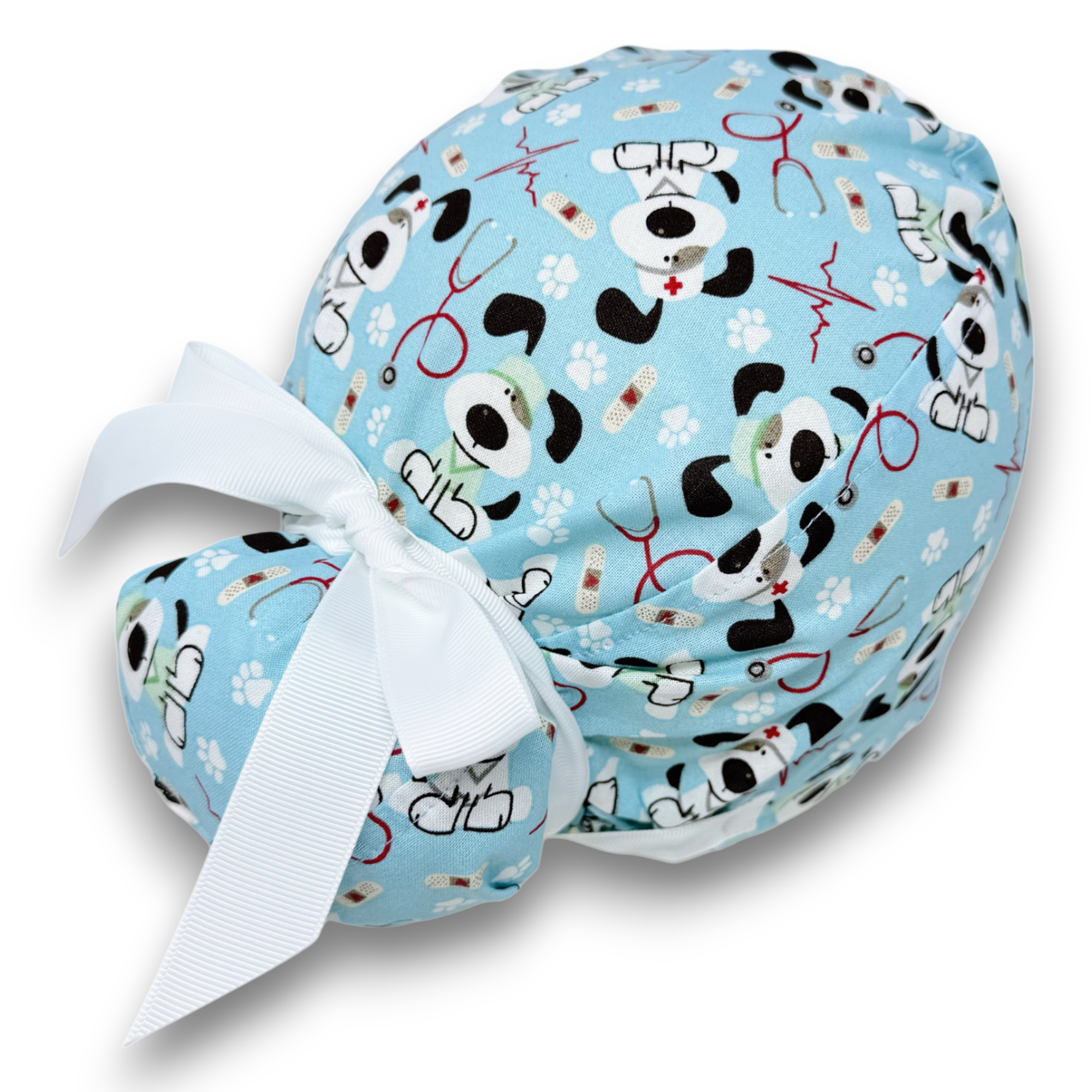 Dog Euro scrub cap with ties for Women by Paradise Caps. Euro PLUS style.