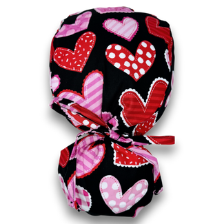 Valentine's Ponytail scrub cap for women with satin lined option by Paradise Caps.