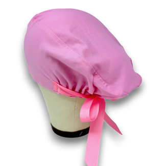 Pink Euro scrub cap with ties for Women by Paradise Caps. Euro PLUS style.