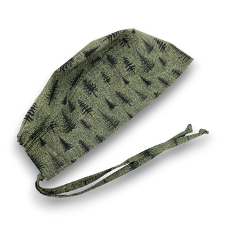 Pine Forest Skull tie-back style surgical scrub cap for men by Paradise Caps.