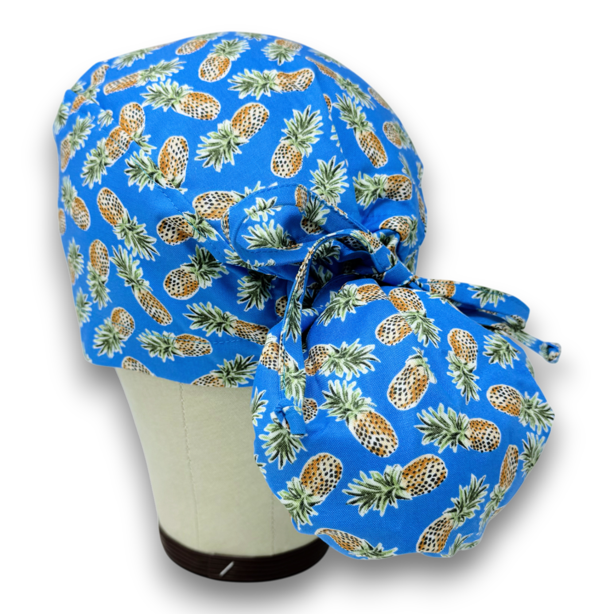 Pineapple Ponytail scrub cap for women with satin lined option by Paradise Caps.