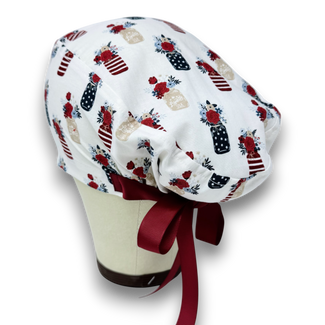 Vase Euro scrub cap with ties for Women by Paradise Caps. Euro PLUS style.