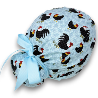 Chicken Euro scrub cap with ties for Women by Paradise Caps. Euro PLUS style.