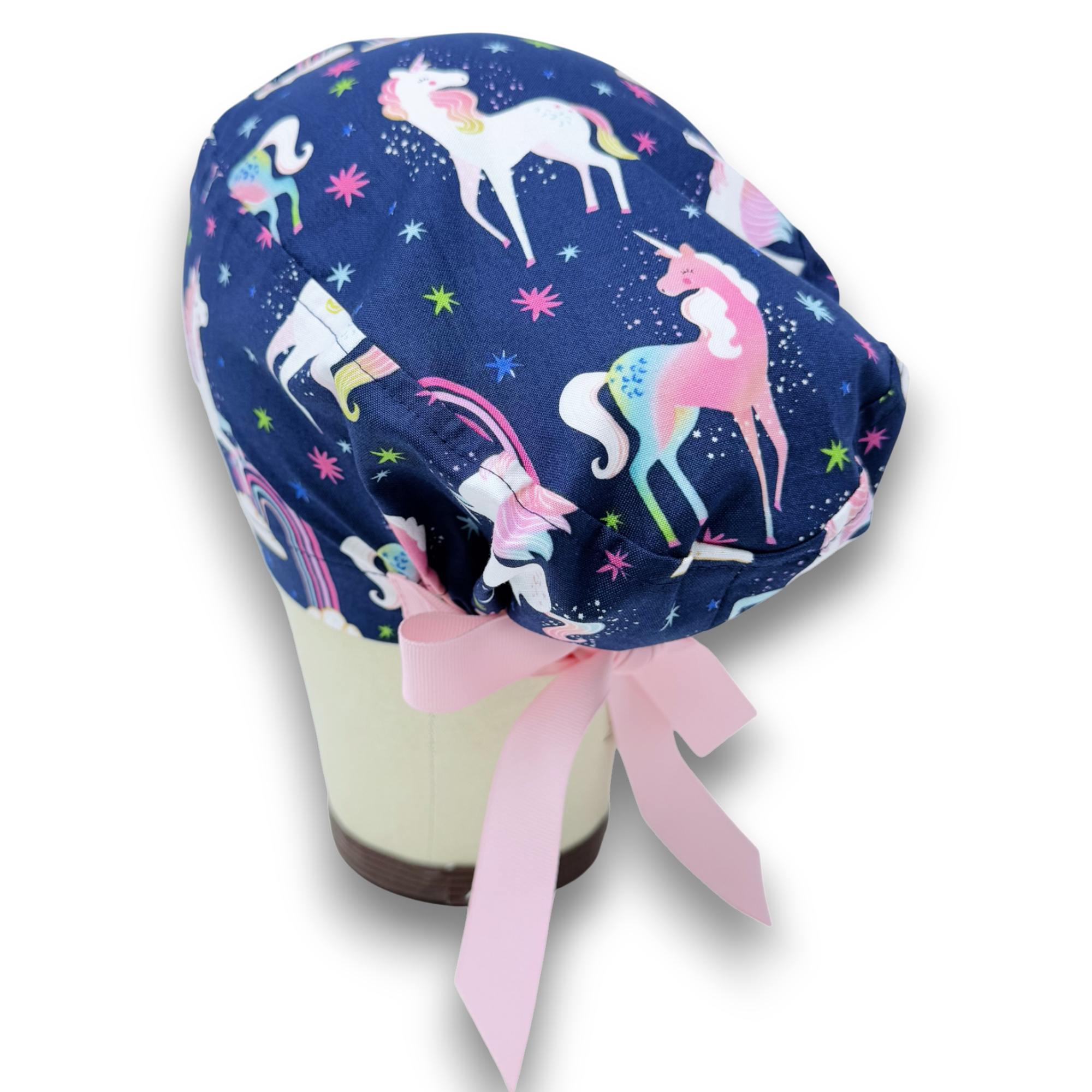 Unicorn Euro scrub cap with ties for Women by Paradise Caps. Euro PLUS style.