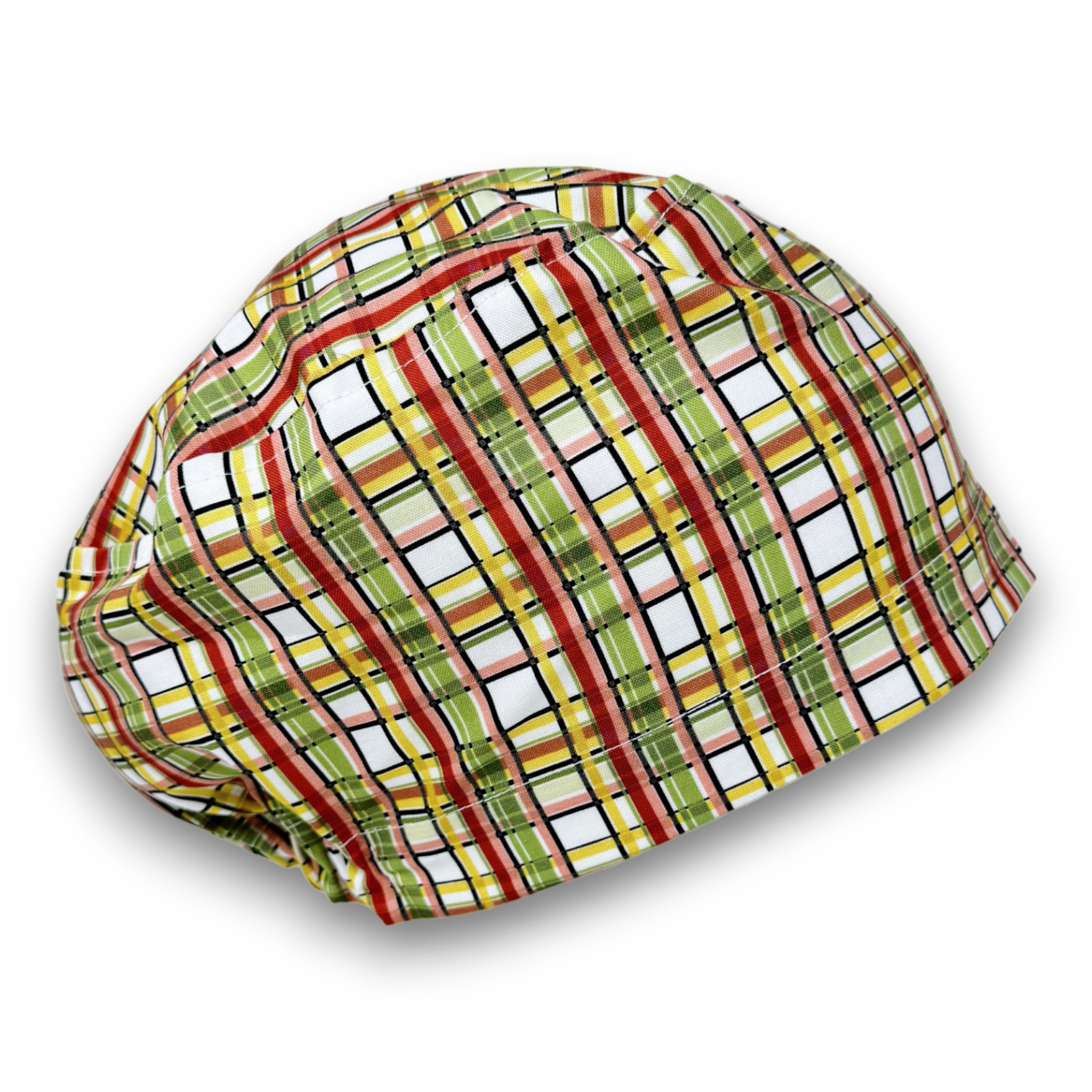 Autumn Plaid Euro Scrub Cap for Women with Satin Lined Option by Paradise Caps.