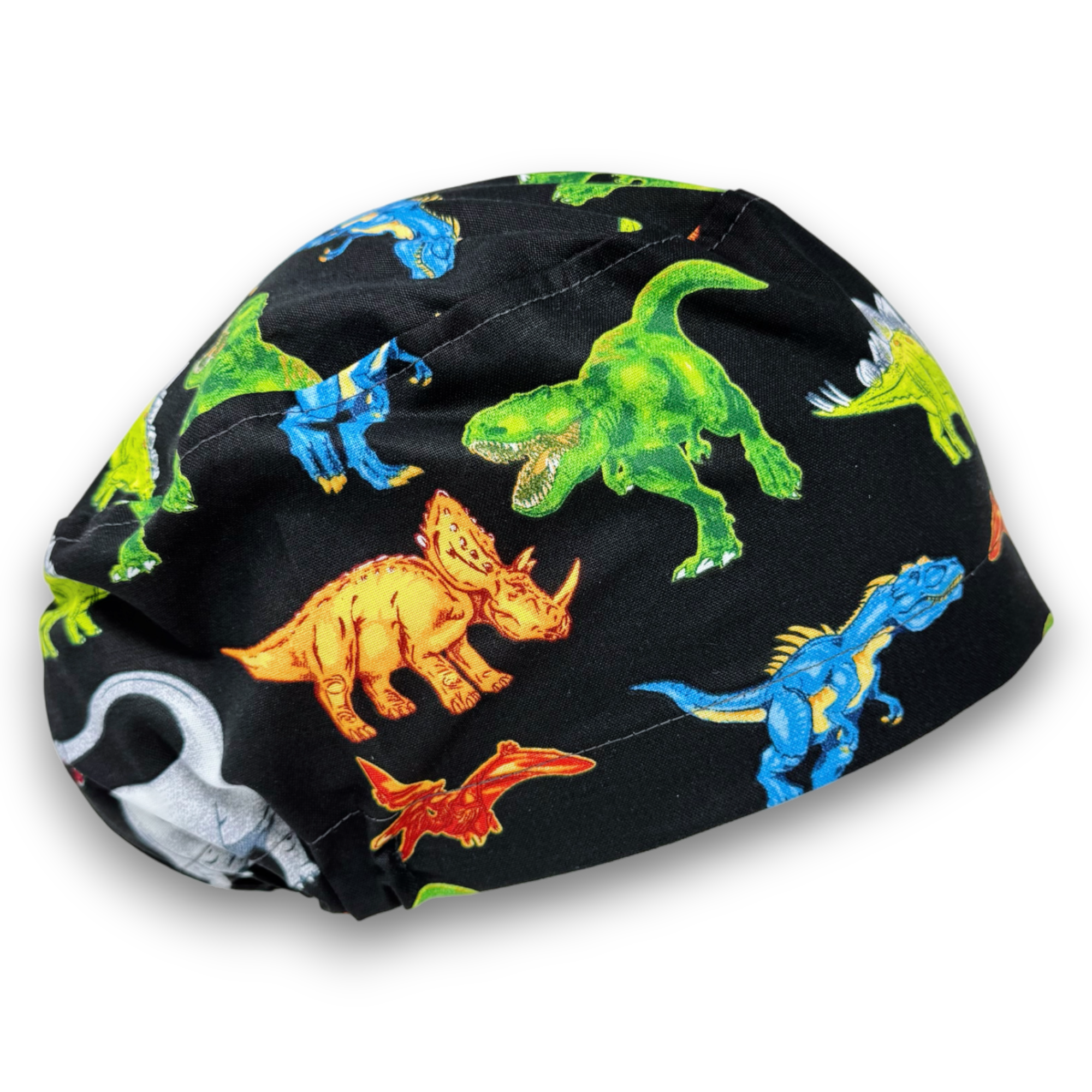 Dinosaur Euro Scrub Cap for Women with Satin Lined Option by Paradise Caps.