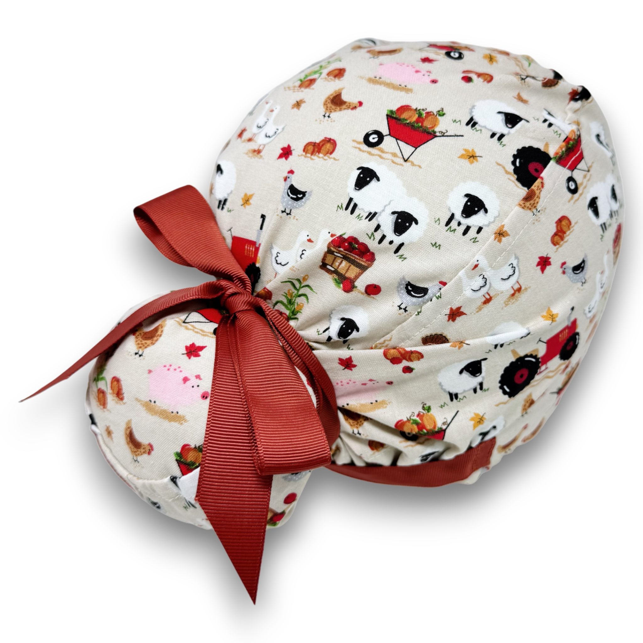 Harvest Farm Euro scrub cap with ties for Women by Paradise Caps. Euro PLUS style.