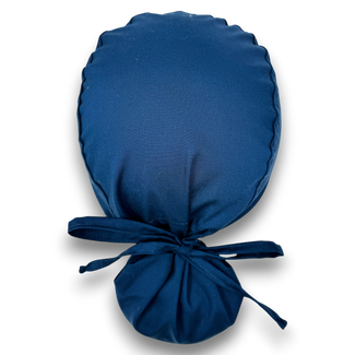 Navy blue Ponytail scrub cap for women with satin lined option by Paradise Caps.