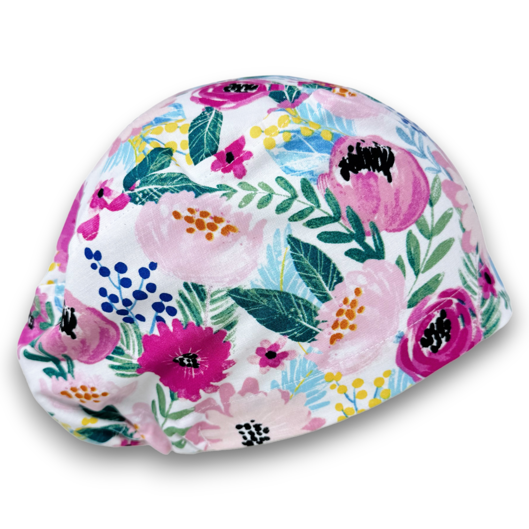 Floral Euro Scrub Cap for Women with Satin Lined Option by Paradise Caps.