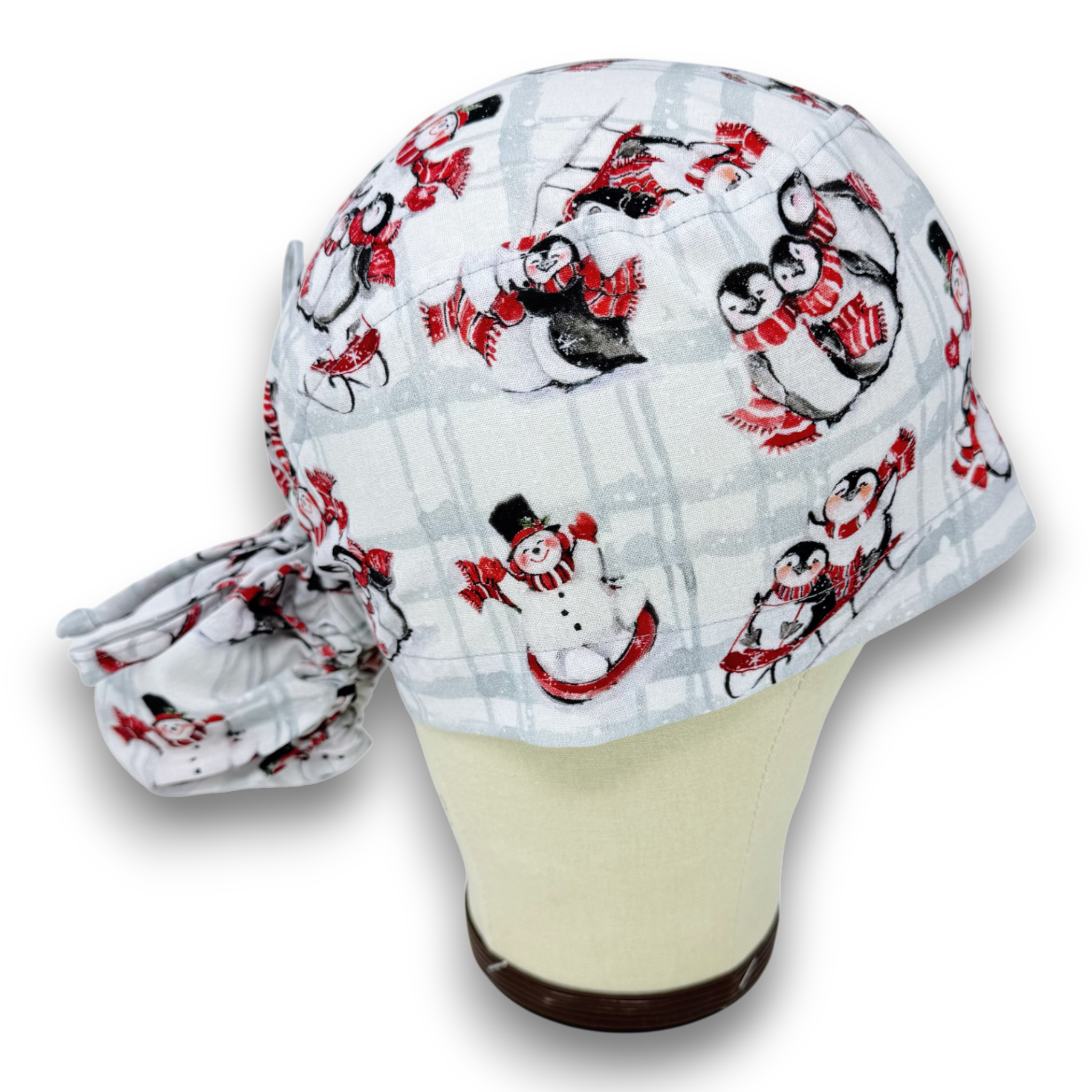 Penguin Ponytail scrub cap for women with satin lined option by Paradise Caps.