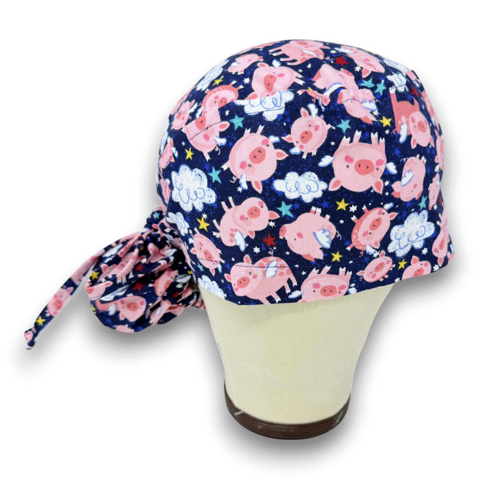 Pig Ponytail scrub cap for women with satin lined option by Paradise Caps.